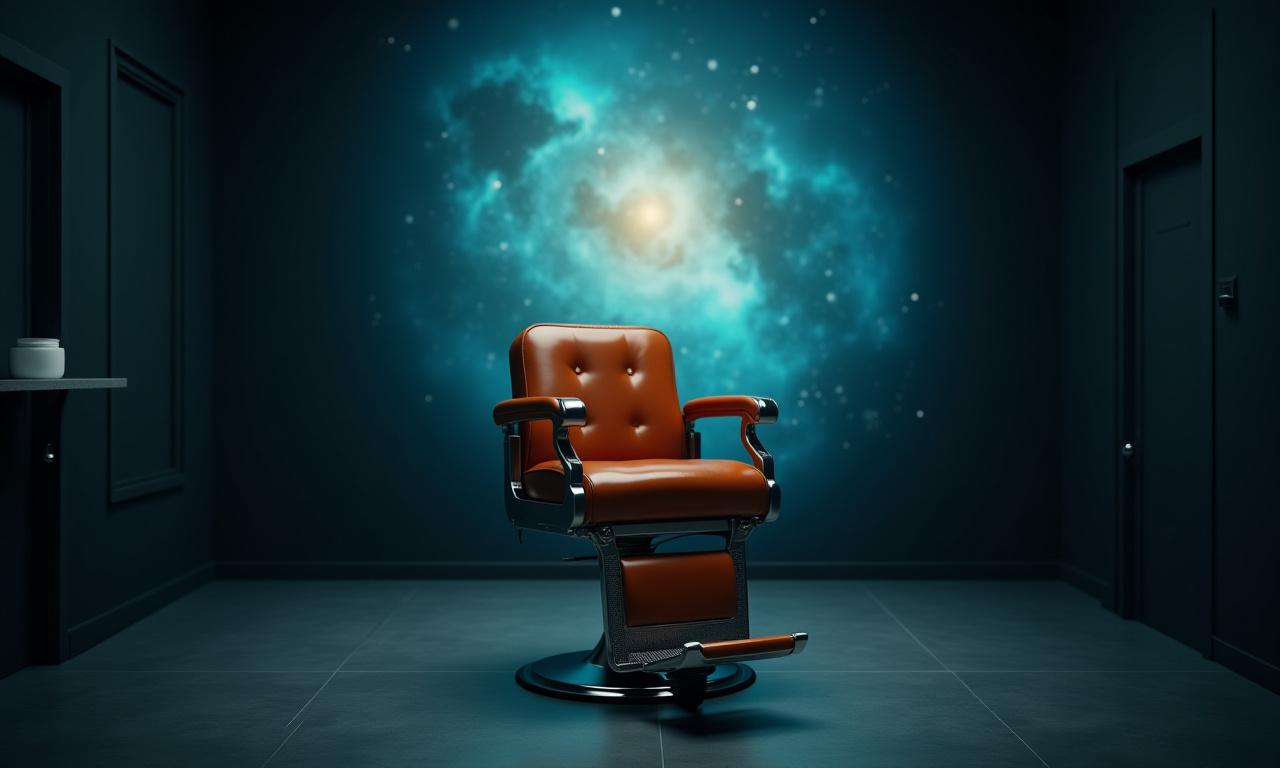 Nebulosa stellare sopra una poltrona da barbiere vintage