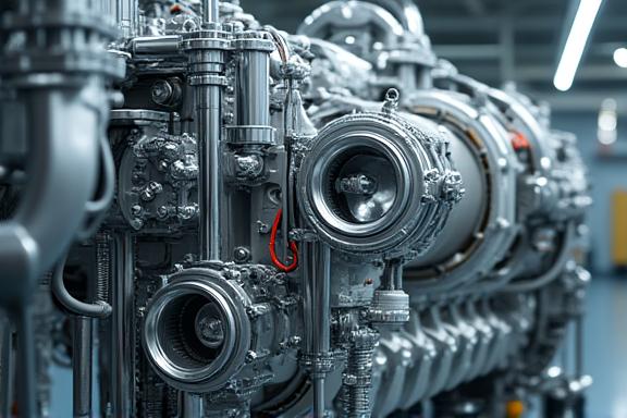 Clean and maintained complex machinery interior